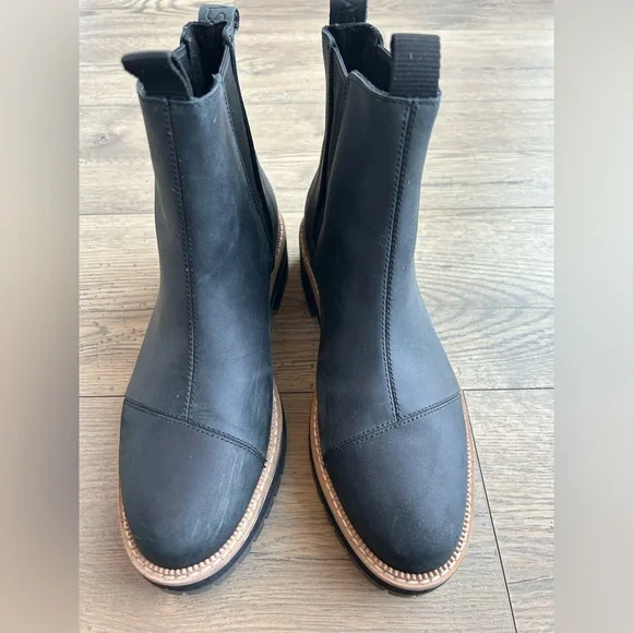 TOMS Black Leather Chelsea Ankle Boots - Picture 8 of 9